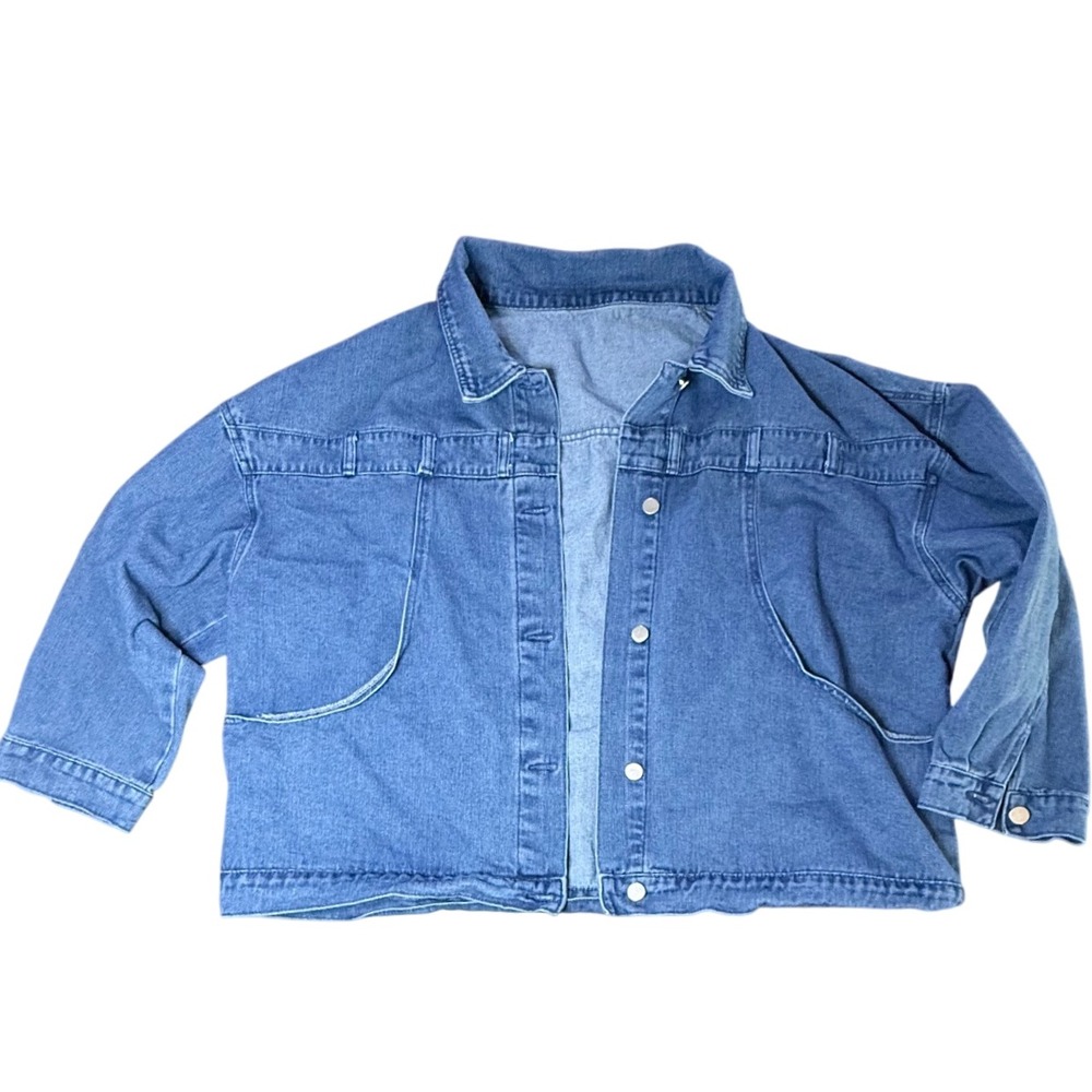 SHEIN Curve Denim Jacket Cropped Jean Jacket‎ Casual 3XL plus